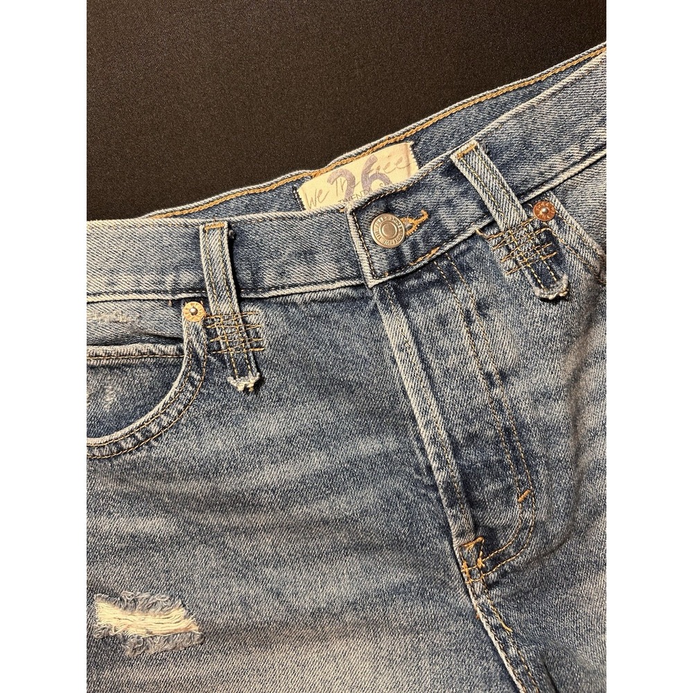We The Free People Women's Denim Jean Shorts Cotton Cut-off Raw Hem Boho 26